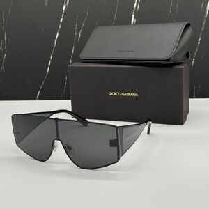 NEW DG2305 01/87 DOLCE&GABBANA BLACK OVERSIZED UNISEX SUNGLASSES
